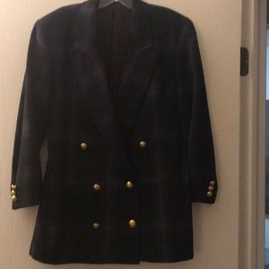 Wool plaid 6 button Blazer